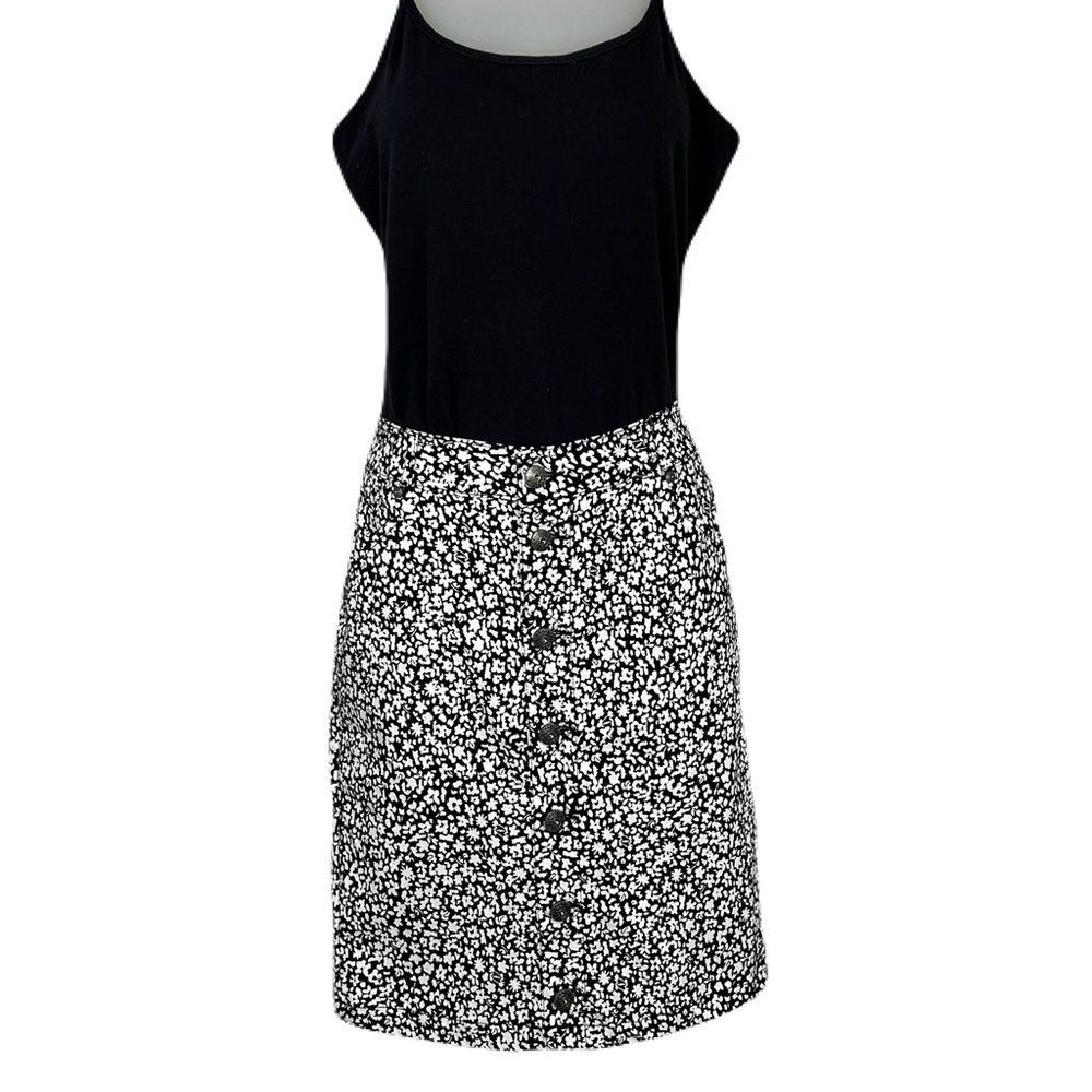Womens Ditsy Floral Skirt Full Button Stretch Knee Length Fairycore Cottage‎